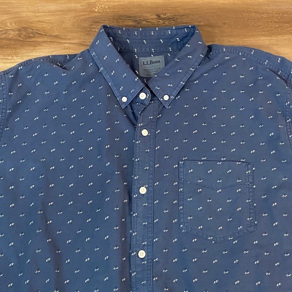 L.L.Bean Other - LL Bean Shirt Mens XXL REG Blue Button Down Long Sleeve Slightly Fitted Fly Fish